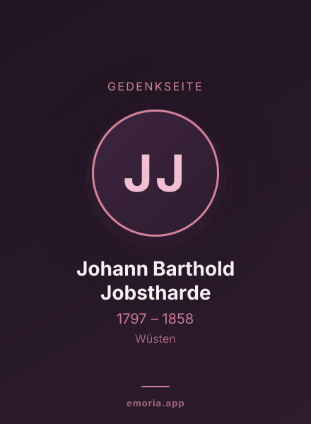 Gedenkportrait von Johann Barthold Jobstharde