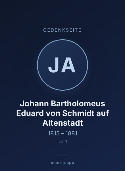 Gedenkportrait von Johann Bartholomeus Eduard von Schmidt auf Altenstadt