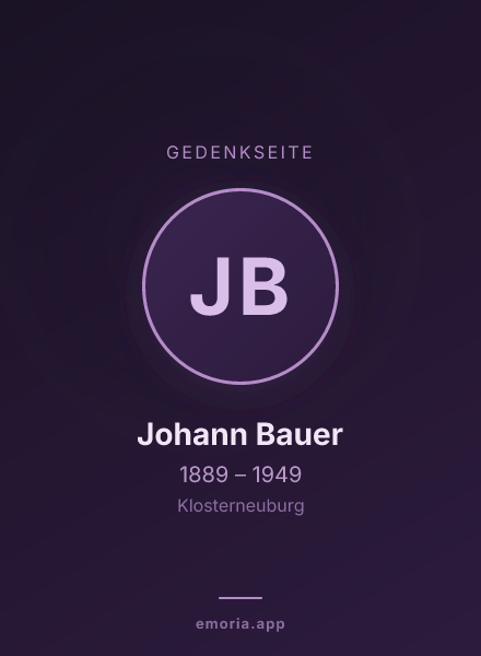 Gedenkportrait von Johann Bauer