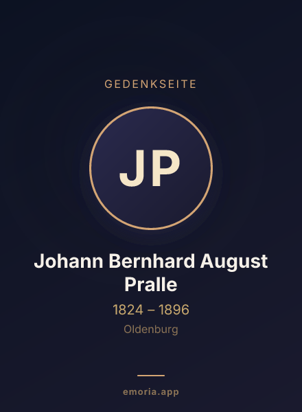 Gedenkportrait von Johann Bernhard August Pralle