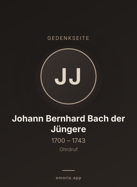 Gedenkportrait von Johann Bernhard Bach der Jüngere
