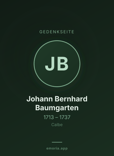 Gedenkportrait von Johann Bernhard Baumgarten