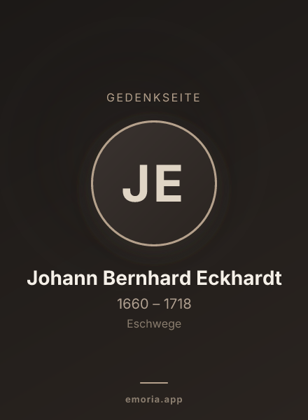 Gedenkportrait von Johann Bernhard Eckhardt