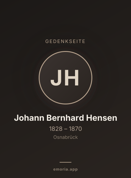 Gedenkportrait von Johann Bernhard Hensen