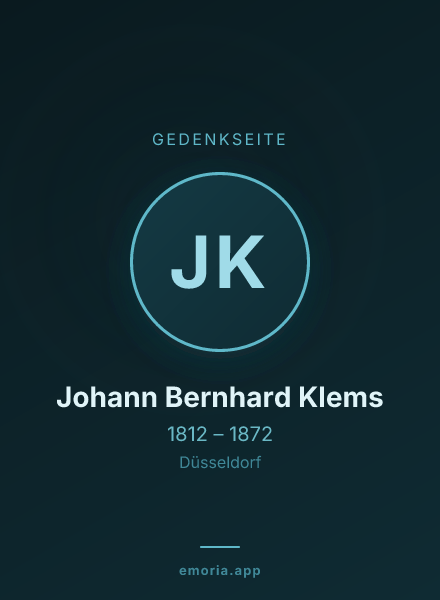 Gedenkportrait von Johann Bernhard Klems