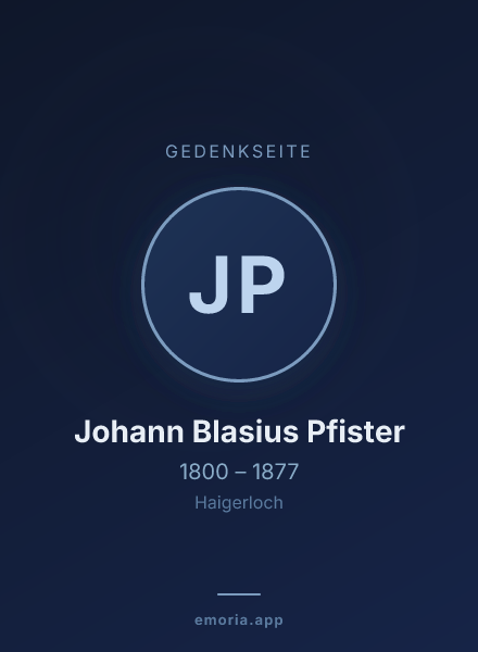 Gedenkportrait von Johann Blasius Pfister