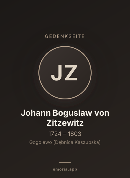 Gedenkportrait von Johann Boguslaw von Zitzewitz