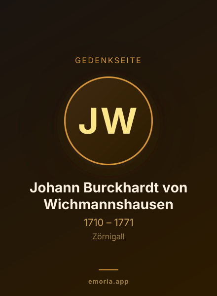 Gedenkportrait von Johann Burckhardt von Wichmannshausen