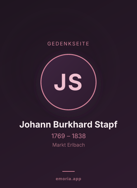 Gedenkportrait von Johann Burkhard Stapf