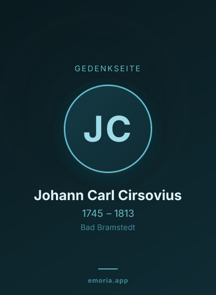 Gedenkportrait von Johann Carl Cirsovius