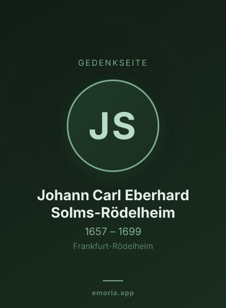 Gedenkportrait von Johann Carl Eberhard Solms-Rödelheim