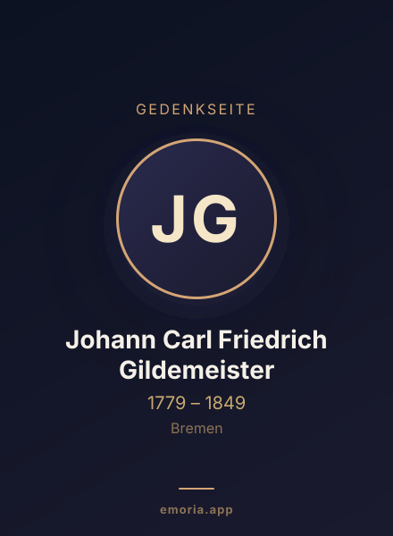 Gedenkportrait von Johann Carl Friedrich Gildemeister