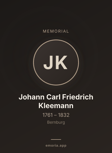 Memorial portrait of Johann Carl Friedrich Kleemann
