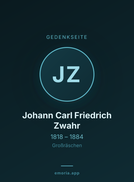 Gedenkportrait von Johann Carl Friedrich Zwahr