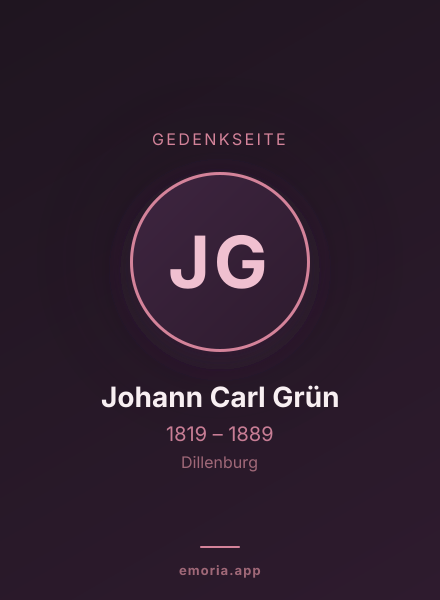 Gedenkportrait von Johann Carl Grün