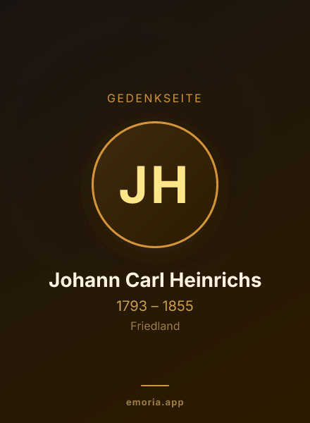 Gedenkportrait von Johann Carl Heinrichs