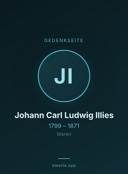 Gedenkportrait von Johann Carl Ludwig Illies