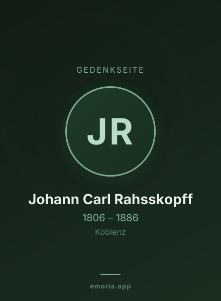 Gedenkportrait von Johann Carl Rahsskopff