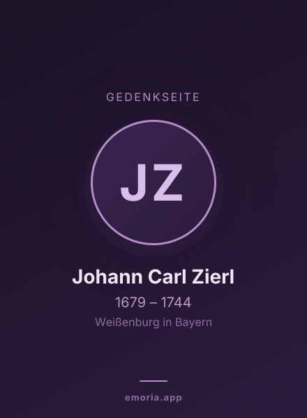 Gedenkportrait von Johann Carl Zierl
