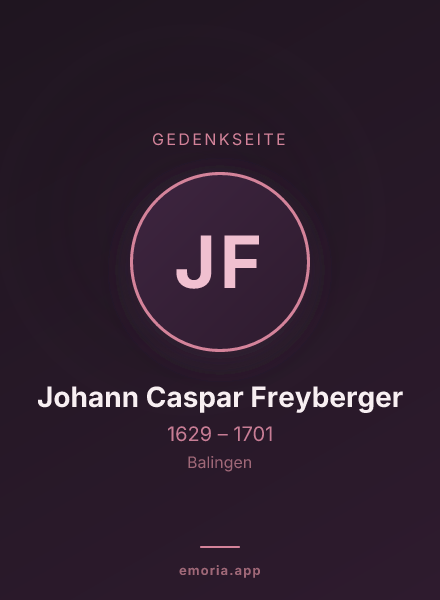 Gedenkportrait von Johann Caspar Freyberger