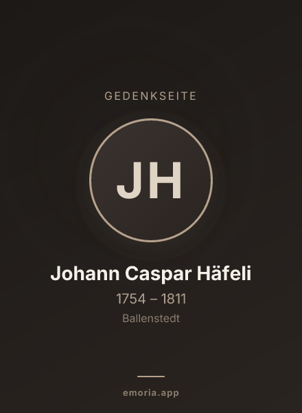 Gedenkportrait von Johann Caspar Häfeli