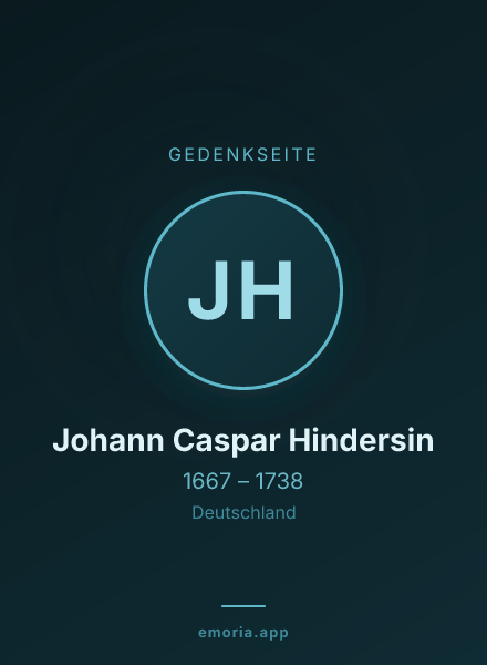 Gedenkportrait von Johann Caspar Hindersin