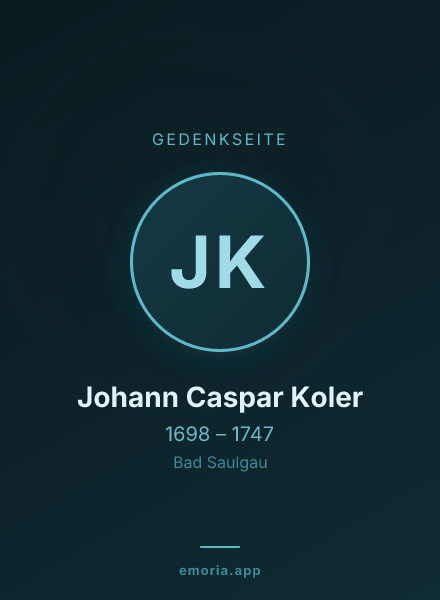 Gedenkportrait von Johann Caspar Koler