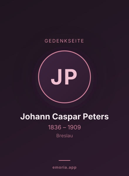 Gedenkportrait von Johann Caspar Peters