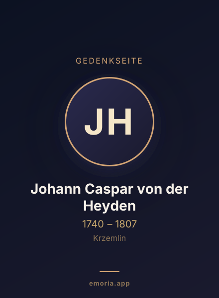 Gedenkportrait von Johann Caspar von der Heyden