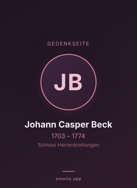 Gedenkportrait von Johann Casper Beck