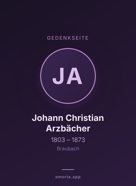 Gedenkportrait von Johann Christian Arzbächer