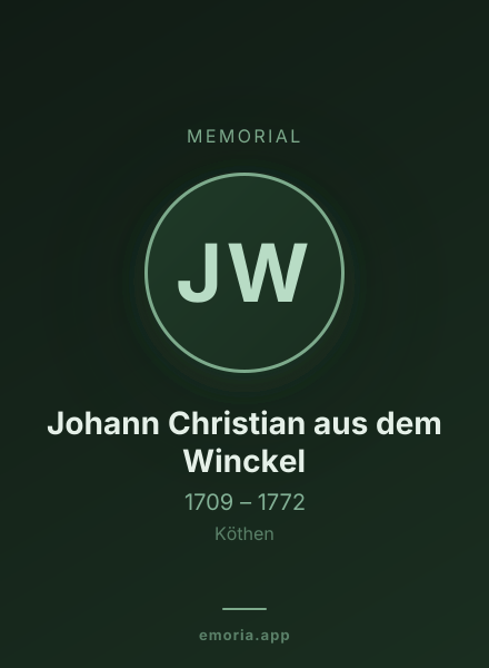 Memorial portrait of Johann Christian aus dem Winckel