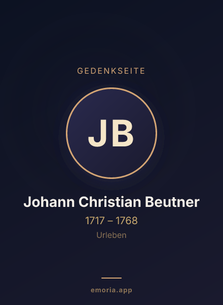 Gedenkportrait von Johann Christian Beutner