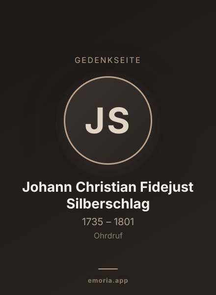 Gedenkportrait von Johann Christian Fidejust Silberschlag