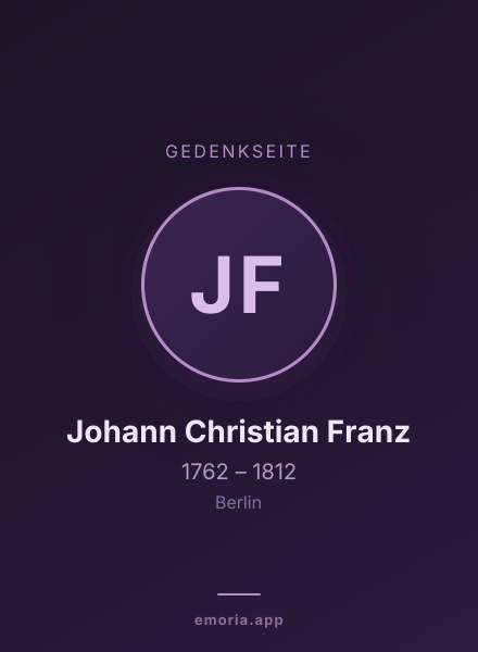 Gedenkportrait von Johann Christian Franz