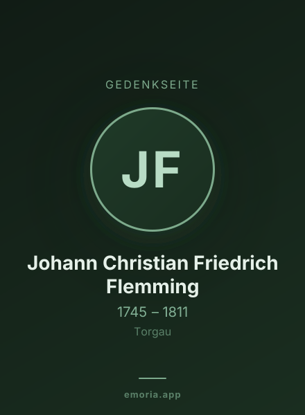 Gedenkportrait von Johann Christian Friedrich Flemming