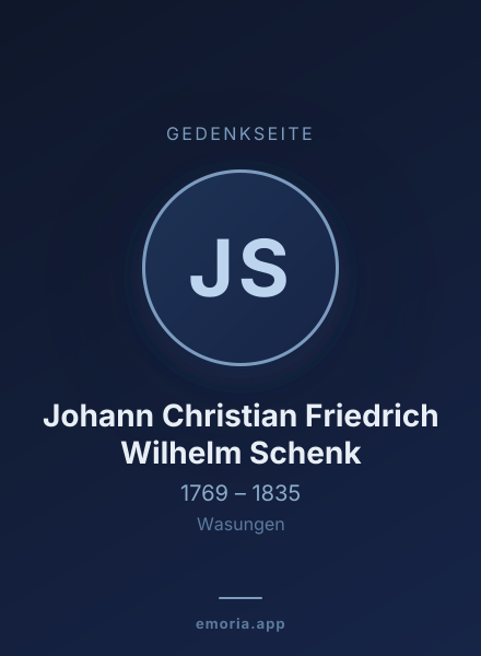 Gedenkportrait von Johann Christian Friedrich Wilhelm Schenk