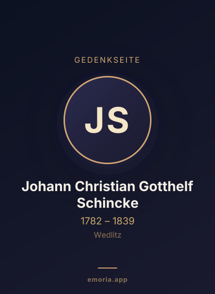Gedenkportrait von Johann Christian Gotthelf Schincke