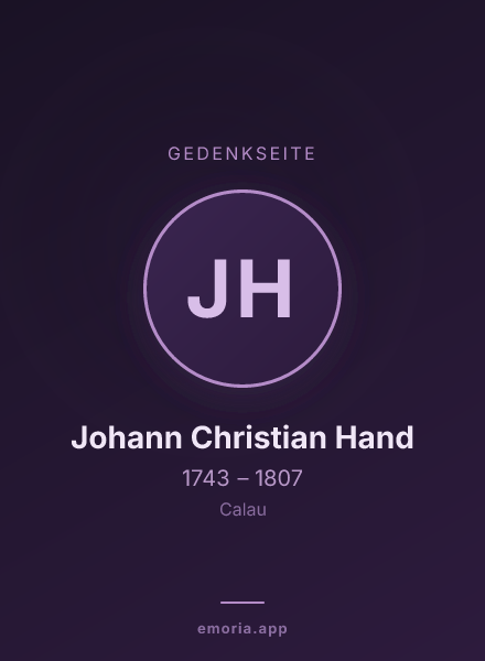Gedenkportrait von Johann Christian Hand