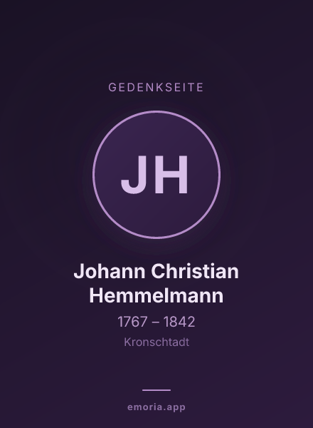 Gedenkportrait von Johann Christian Hemmelmann