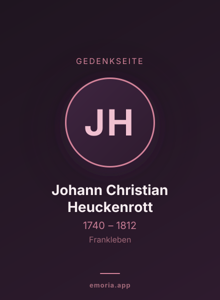 Gedenkportrait von Johann Christian Heuckenrott