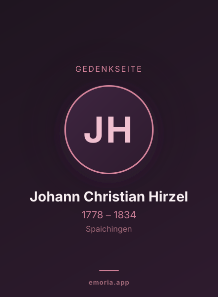 Gedenkportrait von Johann Christian Hirzel