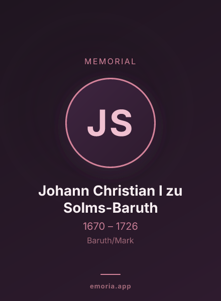 Memorial portrait of Johann Christian I zu Solms-Baruth