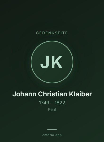 Gedenkportrait von Johann Christian Klaiber