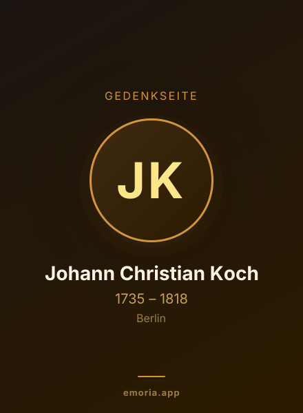 Gedenkportrait von Johann Christian Koch