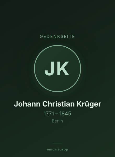 Gedenkportrait von Johann Christian Krüger