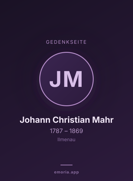 Gedenkportrait von Johann Christian Mahr
