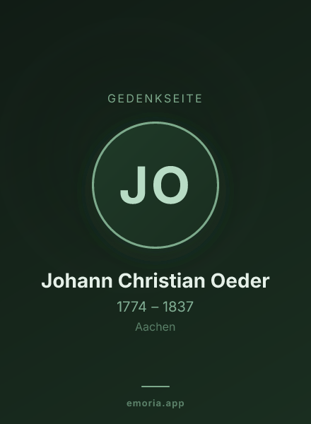 Gedenkportrait von Johann Christian Oeder