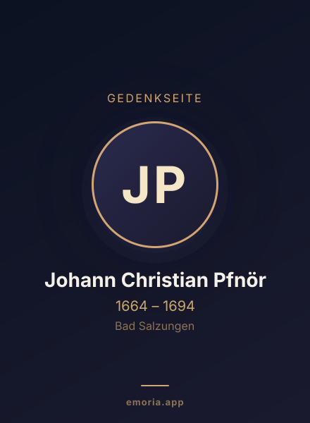 Gedenkportrait von Johann Christian Pfnör