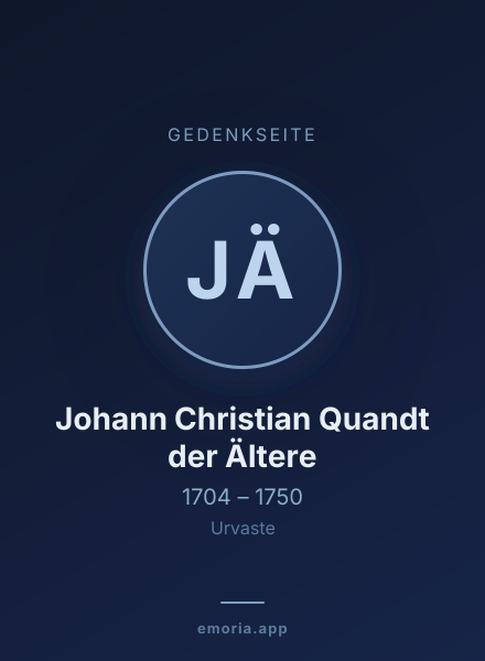Gedenkportrait von Johann Christian Quandt der Ältere